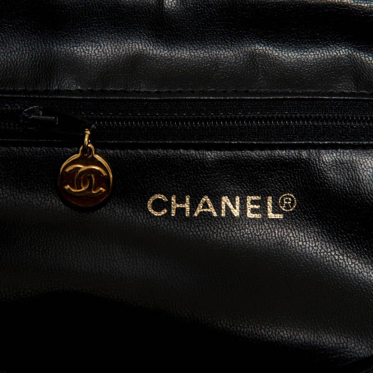 TRES CHIC! Chanel, Large Shoulder Bag in Black Lambskin with Goldtone Hardware 2