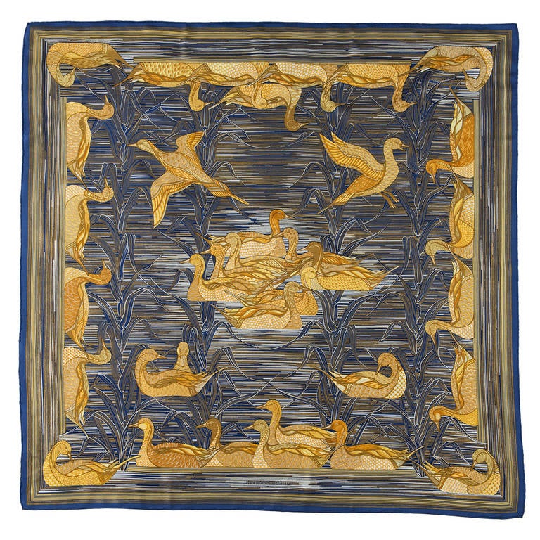 A delightful & beautifully designed Hermes Silk scarf, 'Decor de Canards' - for the duck lovers amongst us.