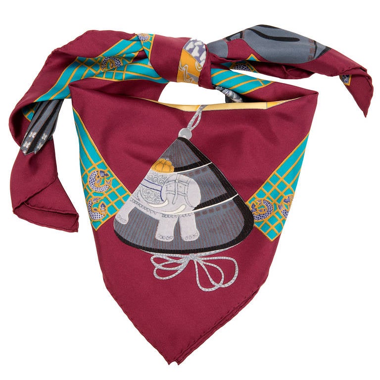 A Fine Hermes Silk Scarf, 'Kimonos et Inros' By Annie Faivre