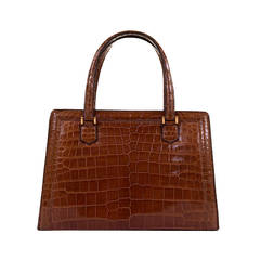 SO RARE! Vintage Hermes Crocodile 'Sac Pullman' in Honey with Gold Hardware