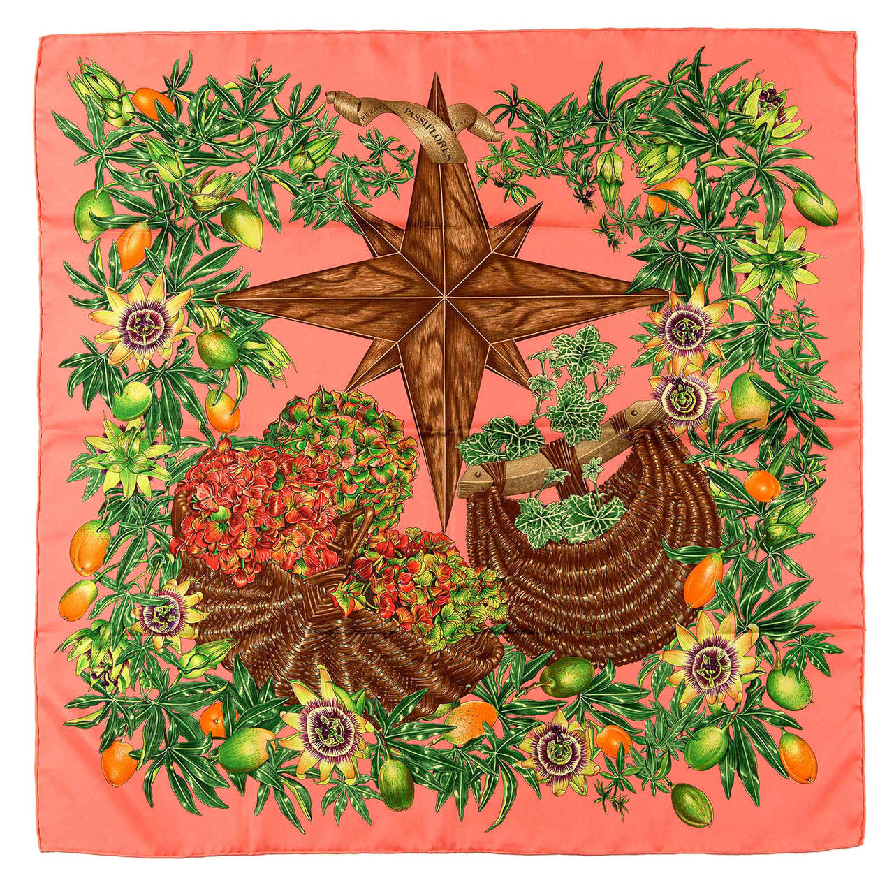 A Gorgeous Vintage Hermes Silk Scarf 'Passiflores' By Valerie Dawlat-Dumoulin For Sale