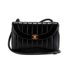 Vintage A 'Tres Chic' Chanel Black Lambskin Shoulder or Crossbody Bag