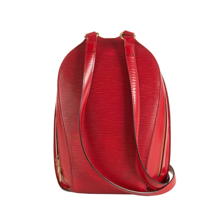 A stylish Louis Vuitton Red Epi Leather Rucksack Bag