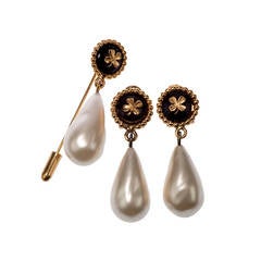 Chanel Vintage Earrings & Matching Pin