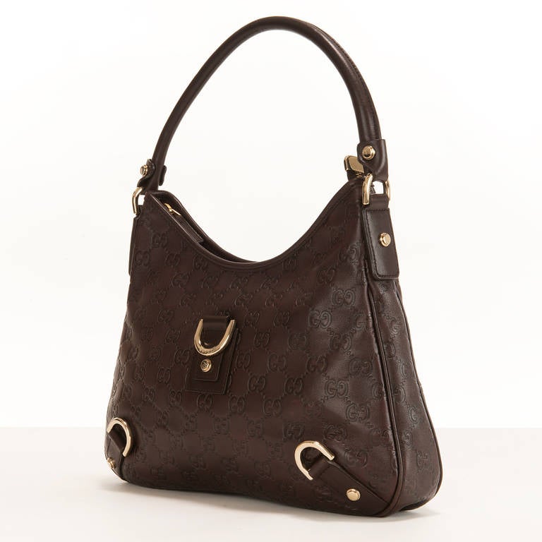 Gucci, Choc Brown, Embossed Leather 'Hobo' Bag - 'As New' In New Condition In By Appointment Only, GB