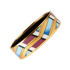 Vintage  Michaela Frey for Hermes - Pristine Beautiful Gilt & Enamel Bangle