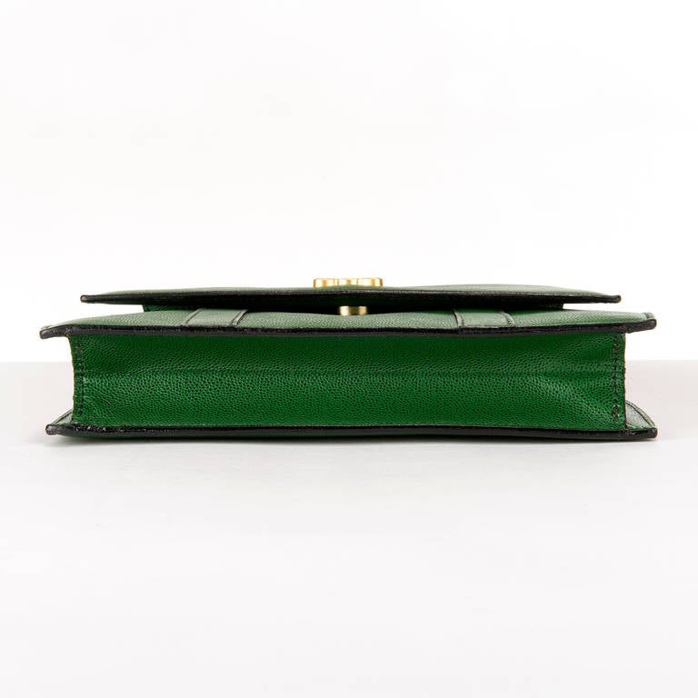 A Rare Céline Green Leather Shoulder/Clutch Bag In Excellent Condition In By Appointment Only, GB