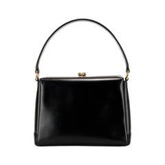 A Rare Vintage Gucci Black Leather Handbag