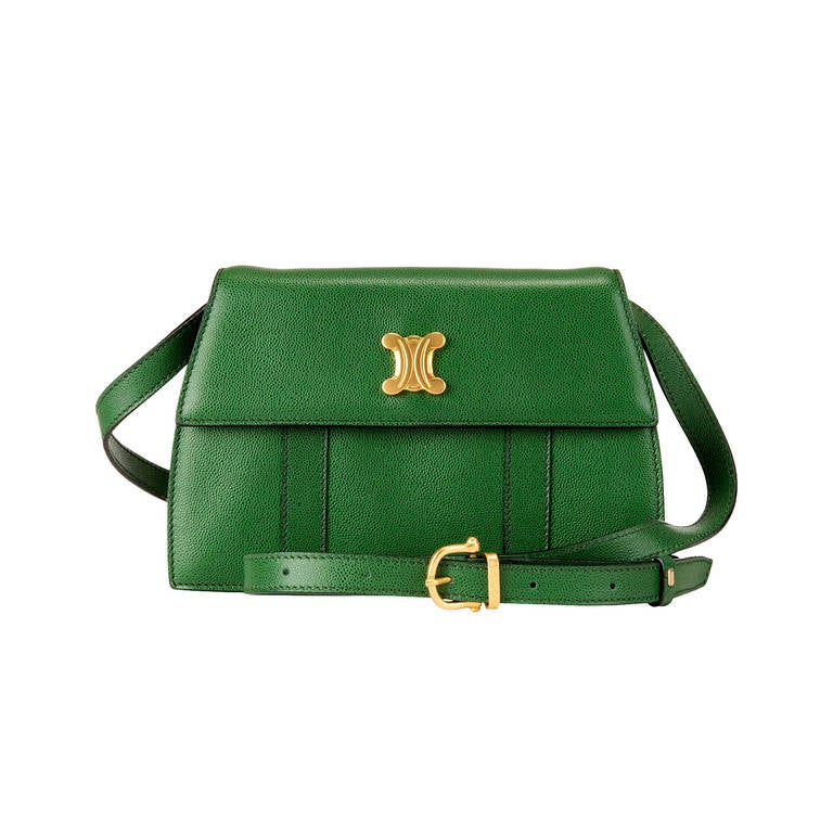 A Rare Céline Green Leather Shoulder/Clutch Bag