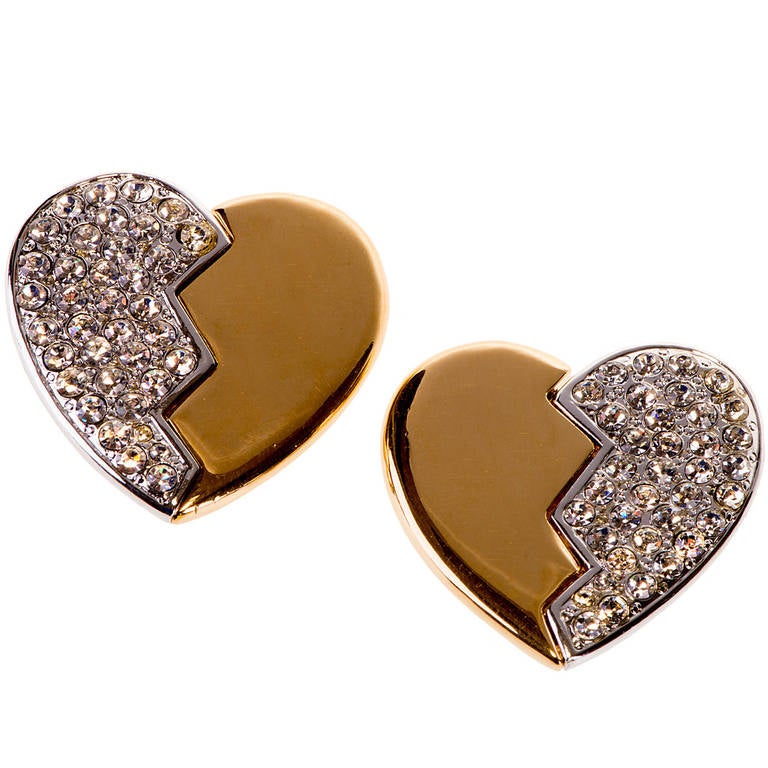 A large pair of 'Heart' Yves Saint Laurent Earrings