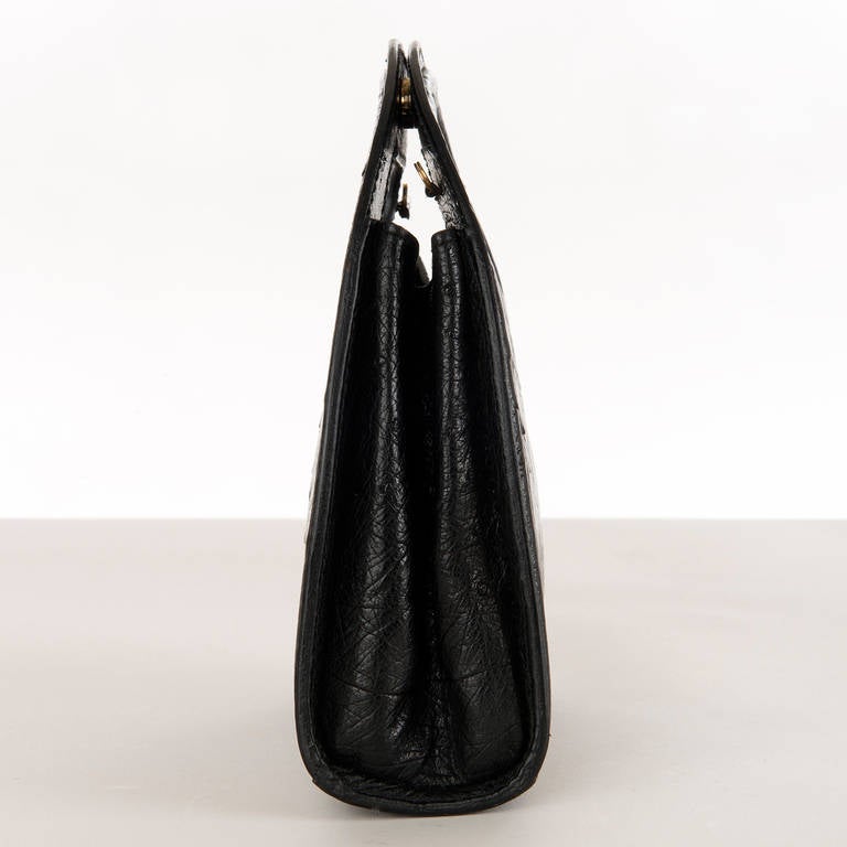 Women's A Rare Vintage Gucci Black Ostrich-skin Clutch/Handbag
