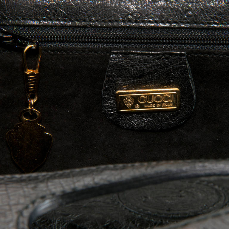 A Rare Vintage Gucci Black Ostrich-skin Clutch/Handbag 2