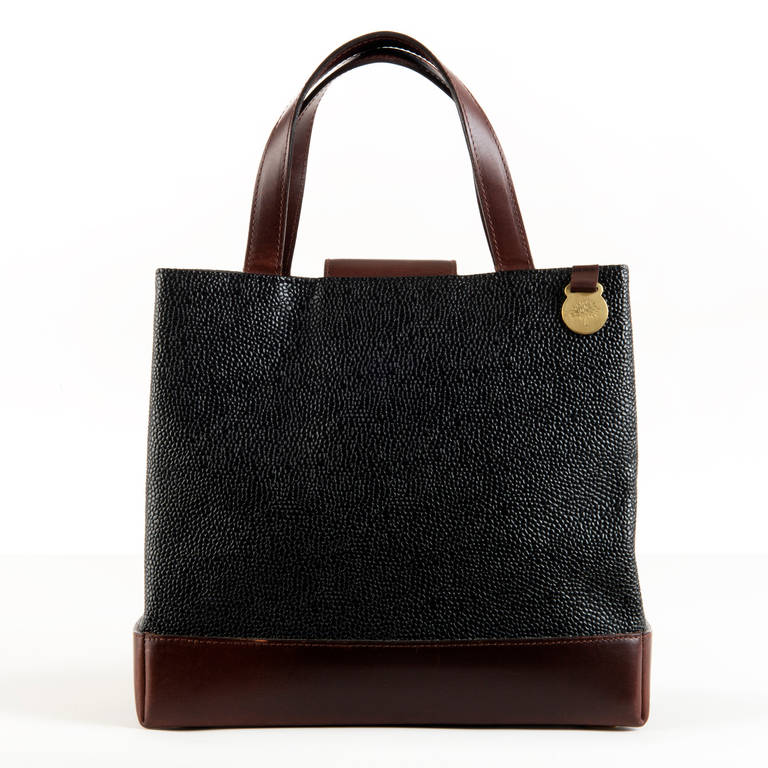 A Very Smart English Burgundy & Black Leather Bag by Mulberry 1