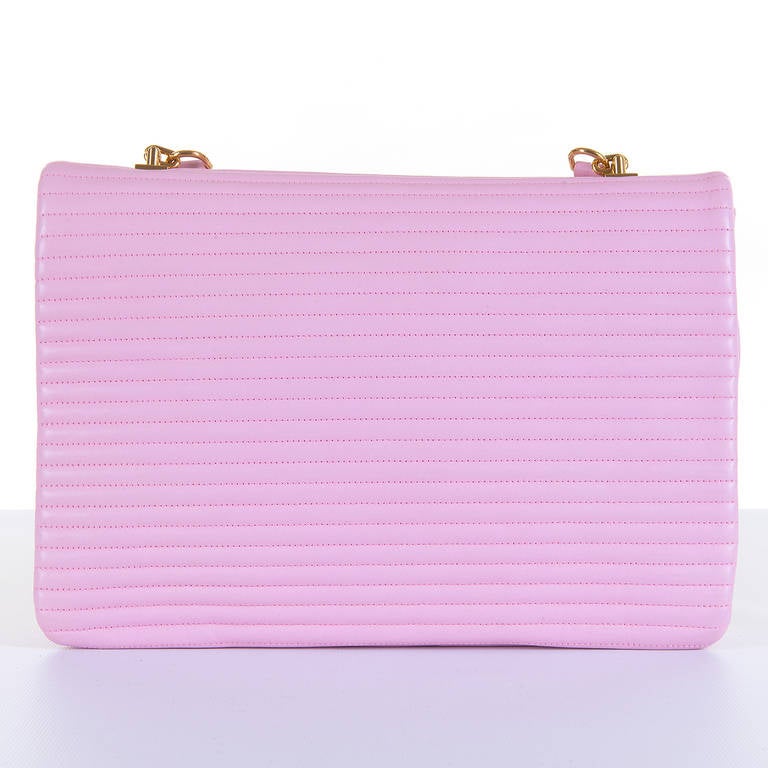 A 'WOW' Sonia Rykiel of Paris, Pink Lambskin Shoulder or Crossbody Bag In Excellent Condition In By Appointment Only, GB