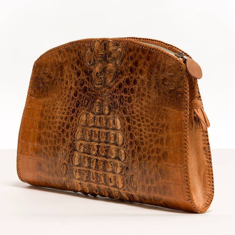A Rare Vintage, Art Deco Period,  Crocodile Clutch Bag In Good Condition In By Appointment Only, GB