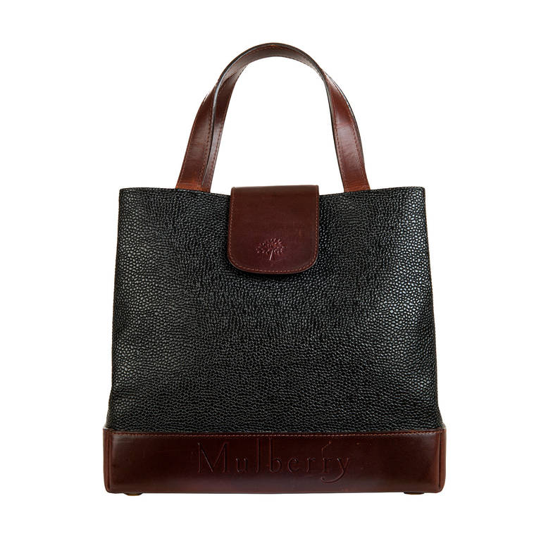 A Very Smart English Burgundy & Black Leather Bag by Mulberry