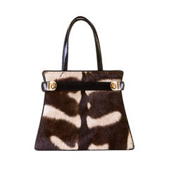 A Chic Animal-skin Bag with Black Leather Trim