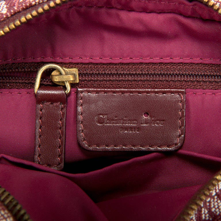 Christian Dior Burgundy Toile, 'Logo' Shoulder Bag For Sale 1