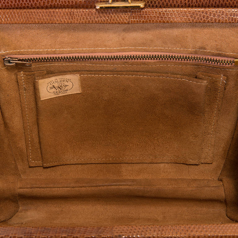 A Vintage Tan Lizard Bag by Golden Arrow In Good Condition For Sale In By Appointment Only, GB