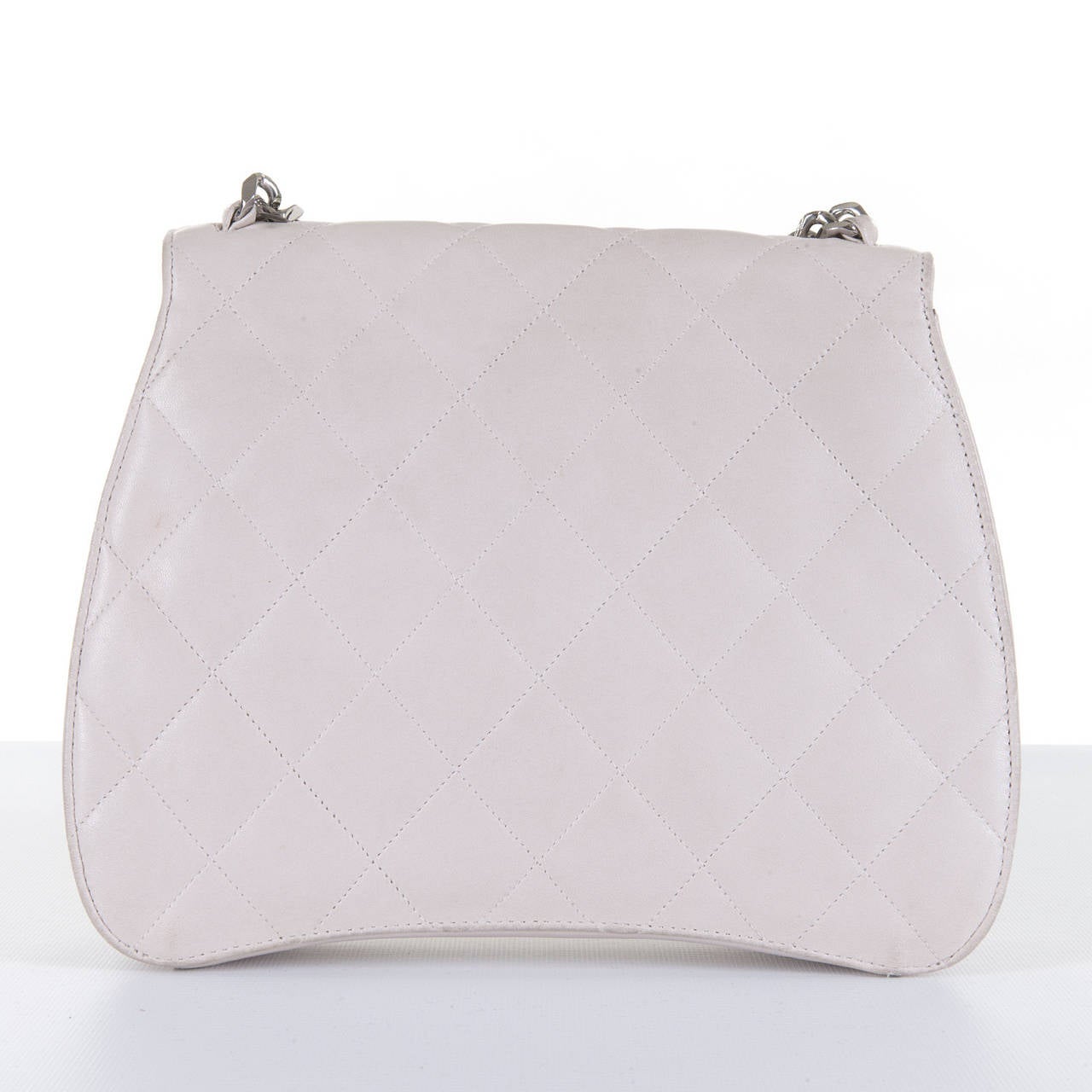 Super Chanel 25cm, Quilted Calfskin Flap Bag in Beige with Palladium Hardware In Excellent Condition In By Appointment Only, GB