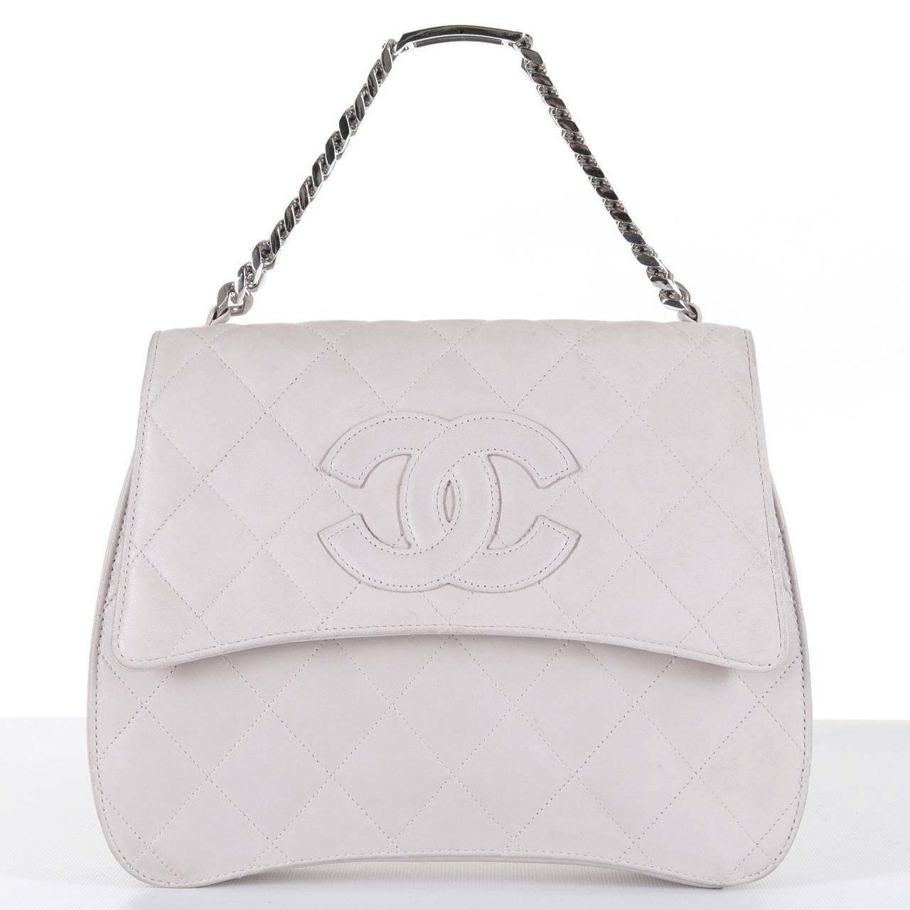 Super Chanel 25cm, Quilted Calfskin Flap Bag in Beige with Palladium Hardware 2