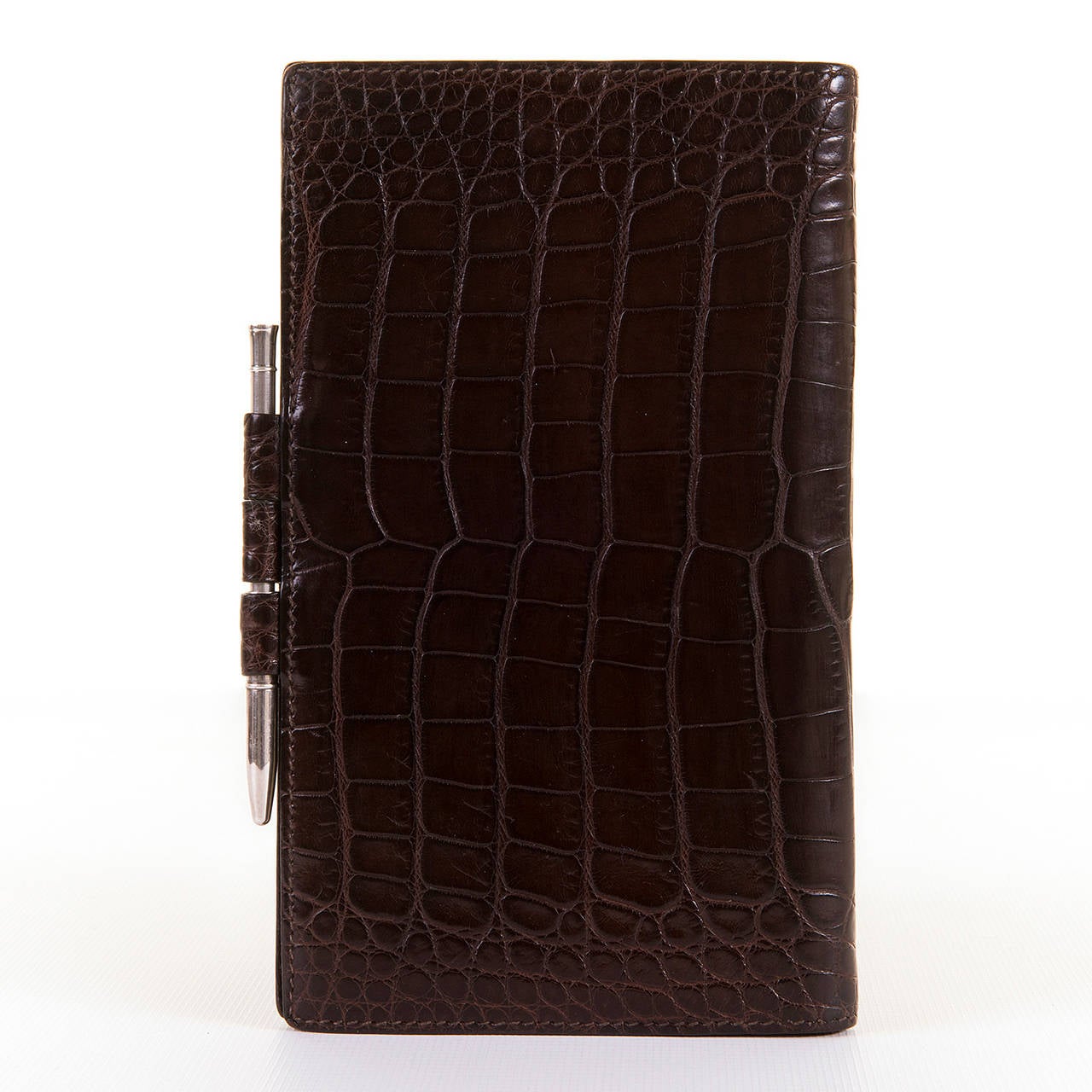 A Rare Vintage Hermes Brown Crocodile 'Porte Agenda' In Excellent Condition In By Appointment Only, GB