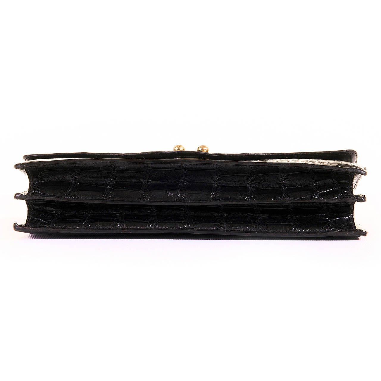 A Very Rare Vintage Hermes 26cm Black Crocodile 'Sac Boutonniere' Bag In Excellent Condition In By Appointment Only, GB