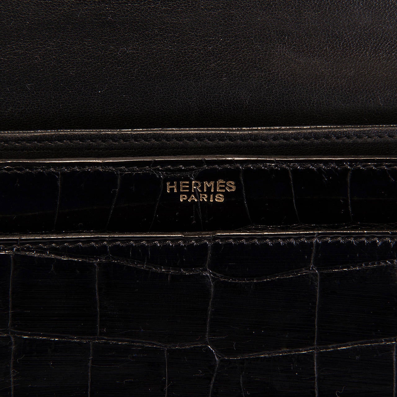 Women's A Very Rare Vintage Hermes 26cm Black Crocodile 'Sac Boutonniere' Bag