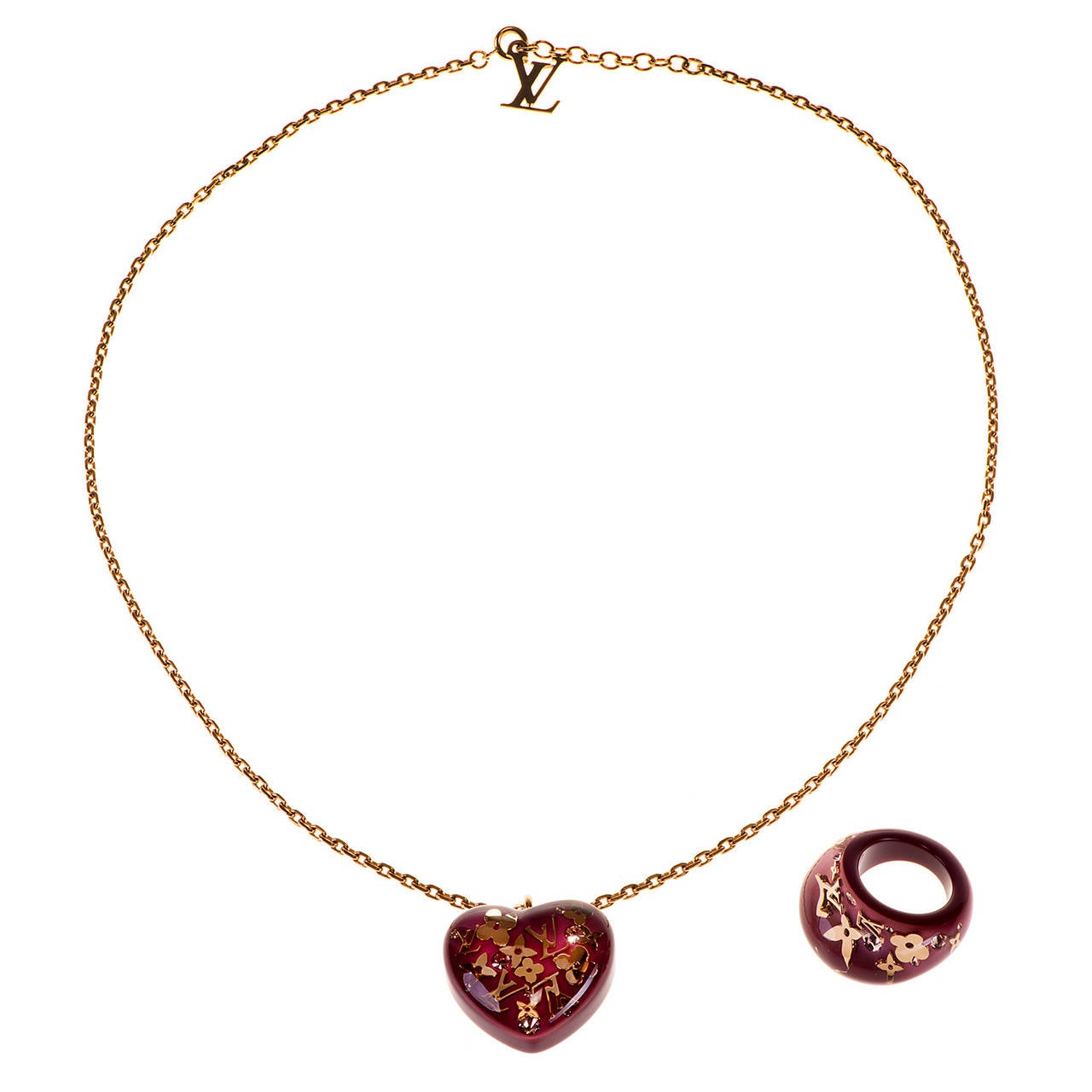 Louis Vuitton Logo 'Heart' Necklace & Ring In New Condition In By Appointment Only, GB