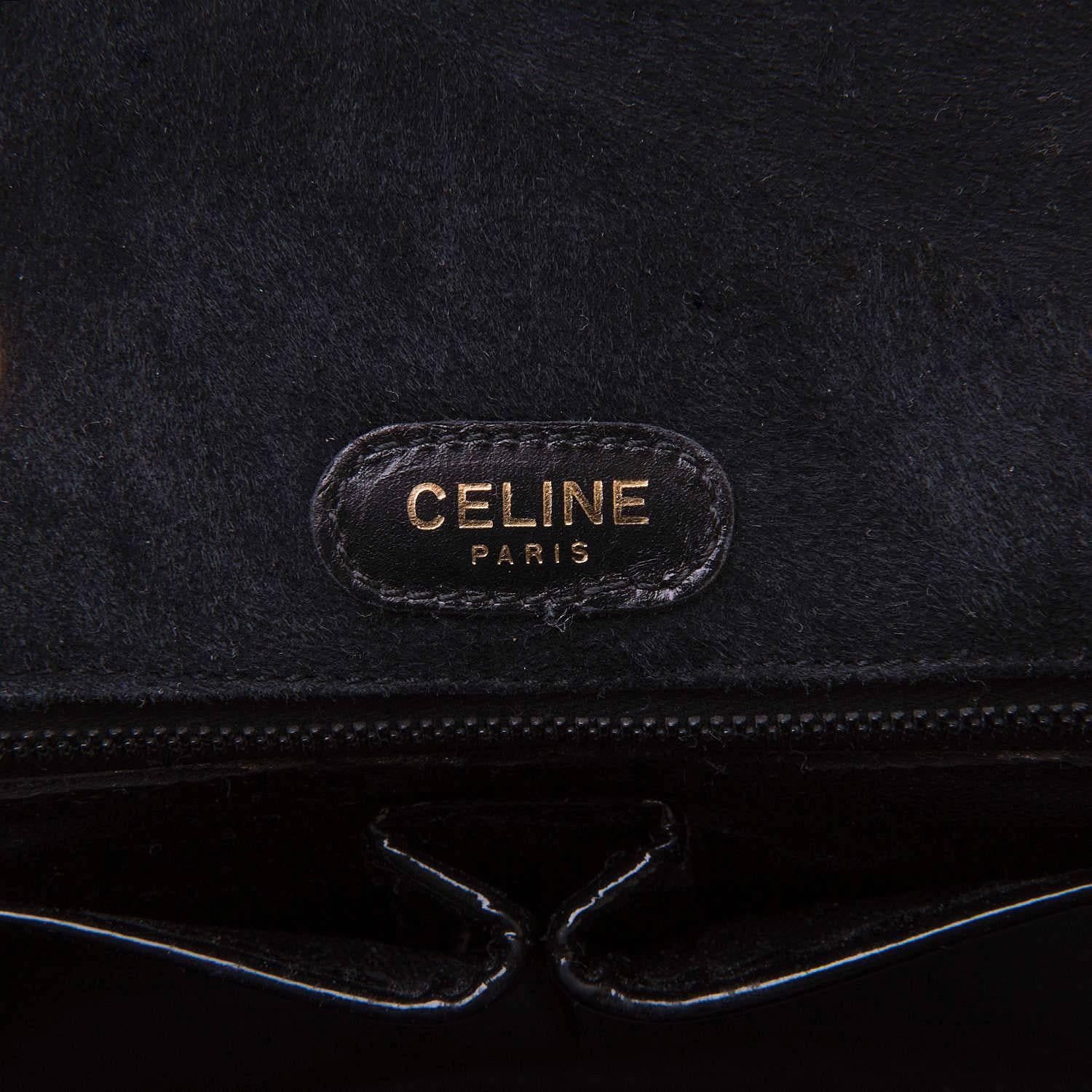 Women's WOW Celine of Paris Black Suede Shoulder or Clutch Bag For Sale