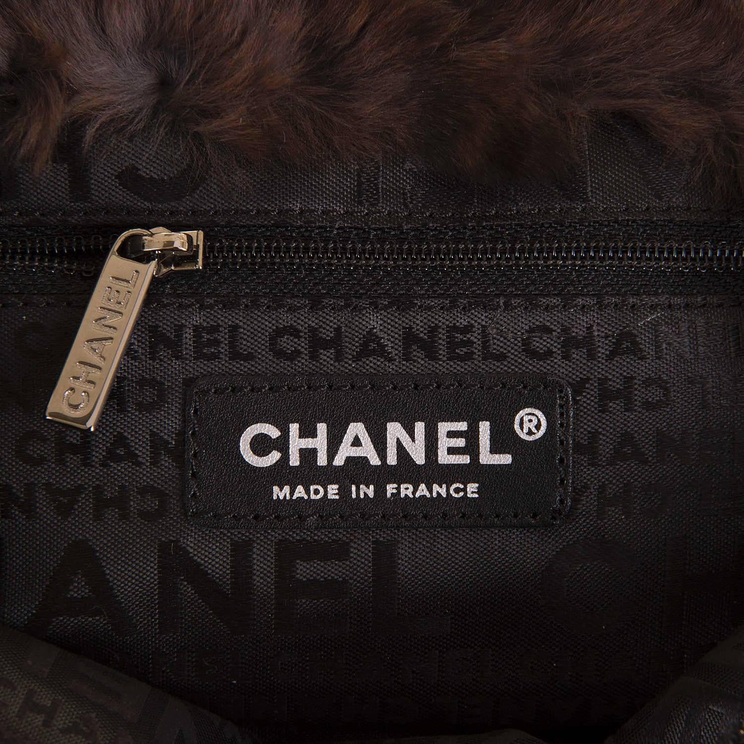 Black WOW! Chanel Limited Edition 28cm Fur & Tweed 'Sac Classique'  by Karl Lagerfeld For Sale