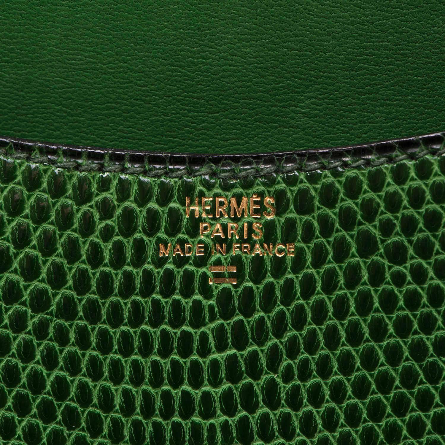 VERY RARE Hermes Vintage Green Lizard Shoulder Bag with \u0026#39;Bronze ...