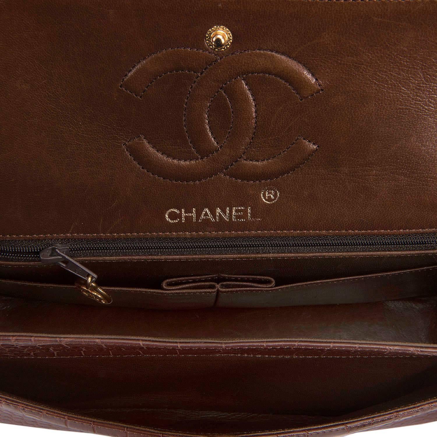WOW! Chanel 23cm Double Flap 'Sac Timeless' in Cognac Crocodile & Gold Hardware 2