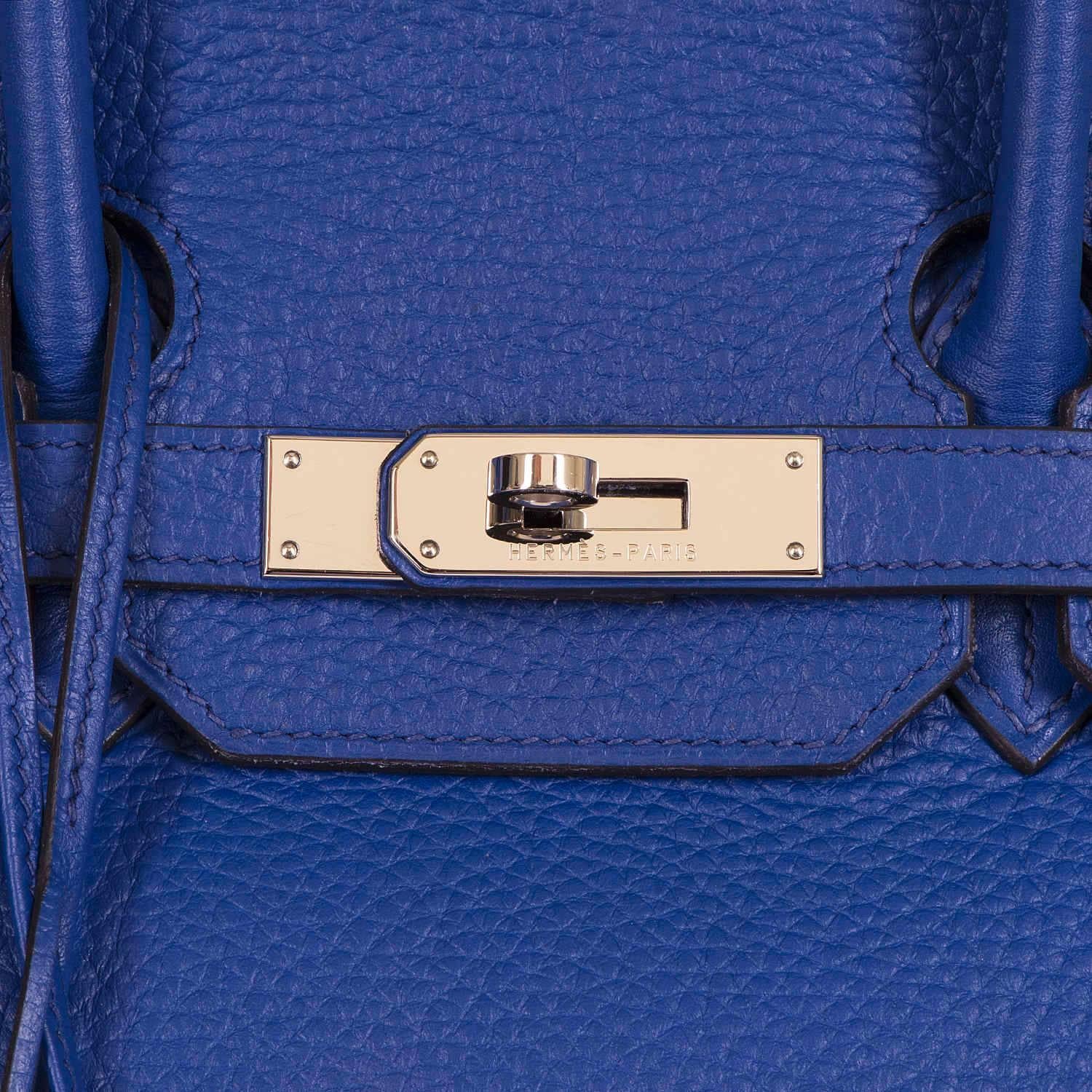 Women's PRISTINE Hermes 35cm 'Bleu Electrique' Togo Birkin Bag with Palladium Hardware