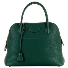 WOW! As New Hermes 31cm Rare 'Malachite Green' Togo Leather Bolide Bag with SHW
