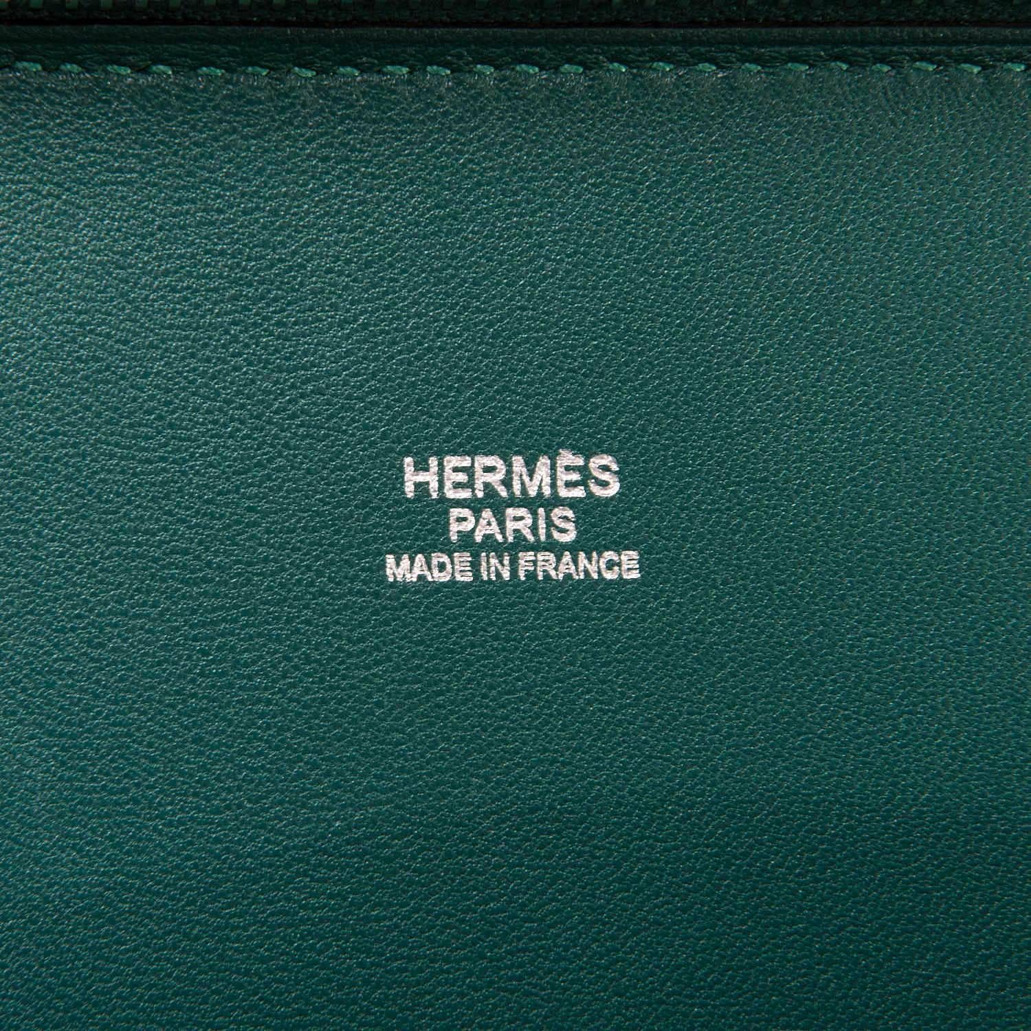 Black WOW! As New Hermes 31cm Rare 'Malachite Green' Togo Leather Bolide Bag with SHW For Sale