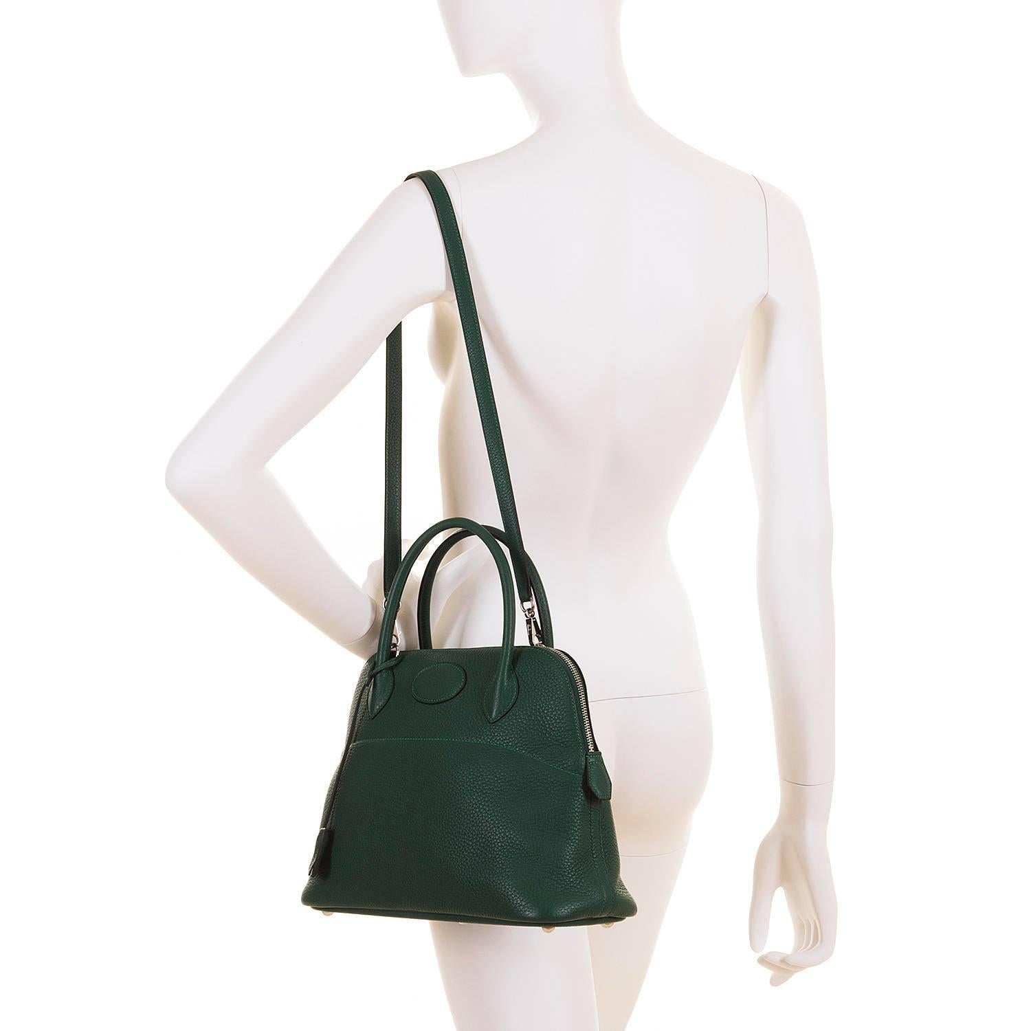WOW! As New Hermes 31cm Rare 'Malachite Green' Togo Leather Bolide Bag with SHW For Sale 1