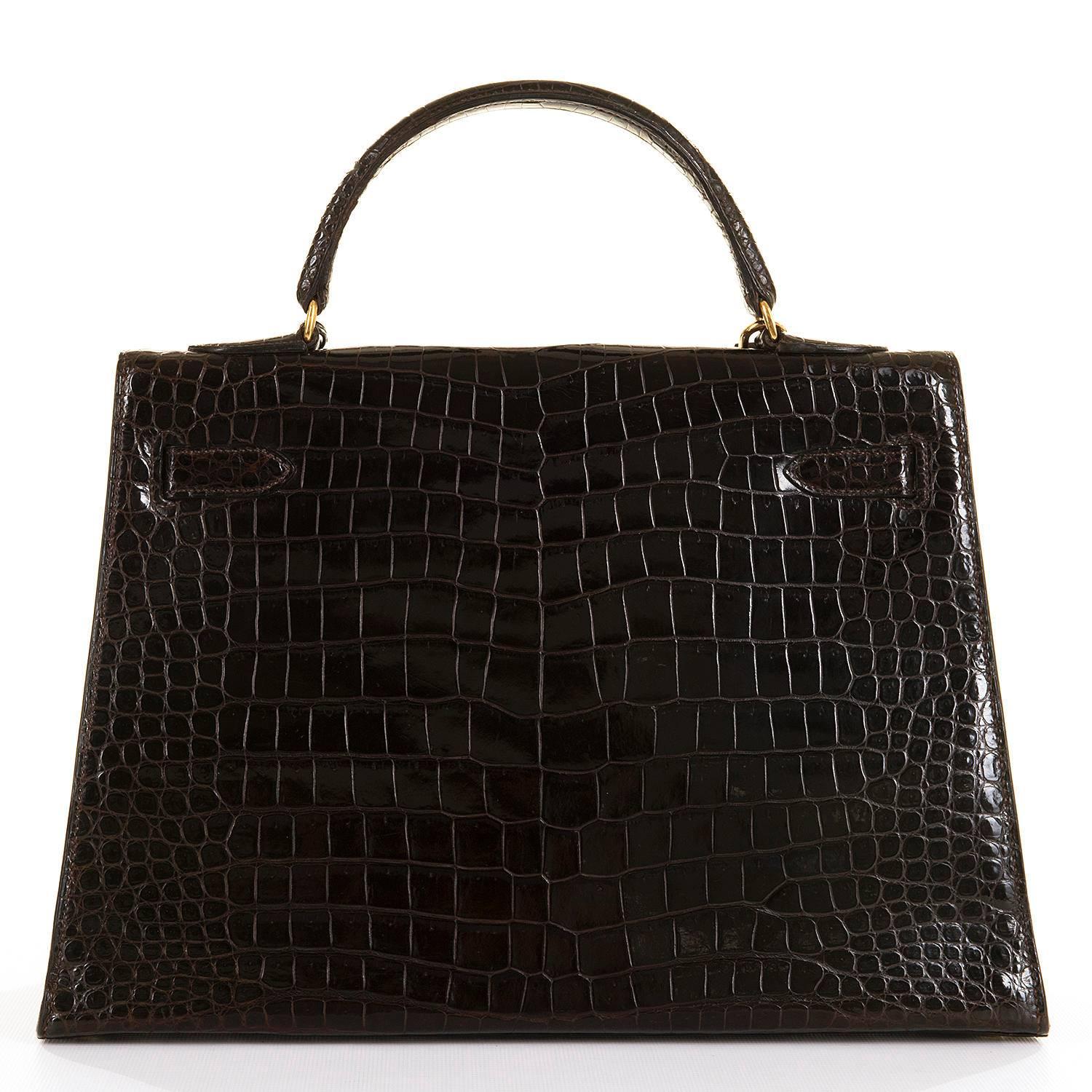 crocodile kelly bag chocolate