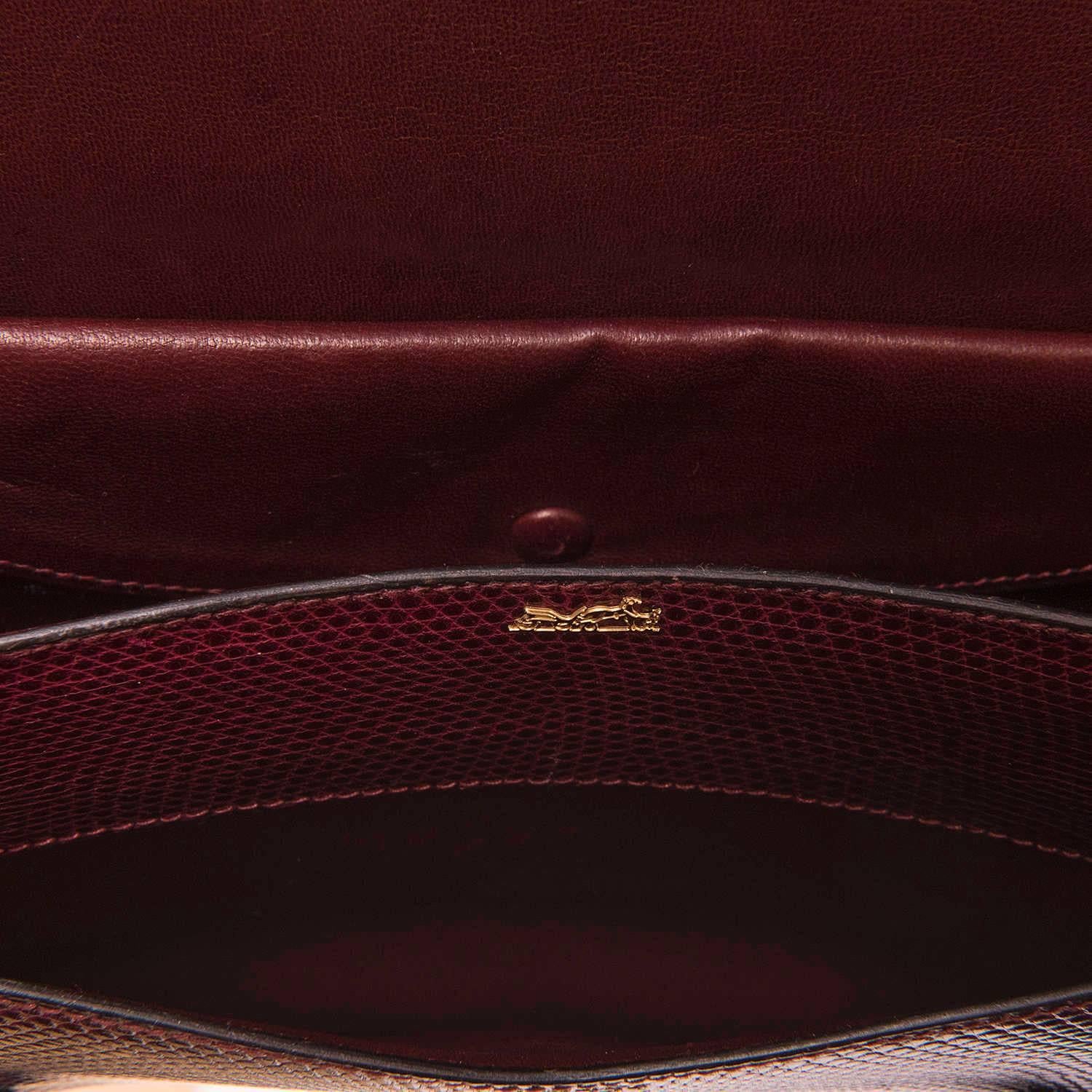 TRES CHIC Vintage Hermes 'Faco' Burgundy Lizard Clutch Bag in Pristine Condition 1