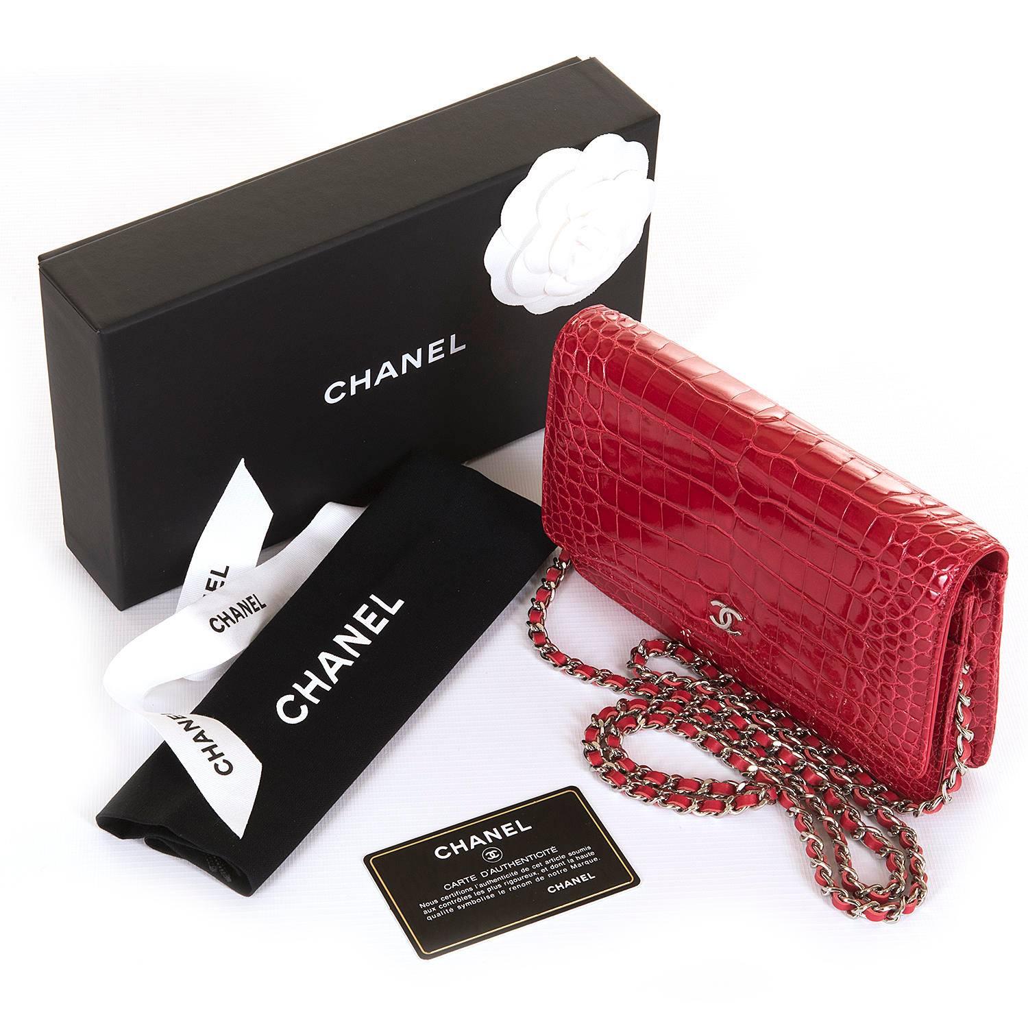 SO SO RARE Chanel Imperial Red Alligator WOC/Bag with Silver Palladium Hardware In New Condition In By Appointment Only, GB
