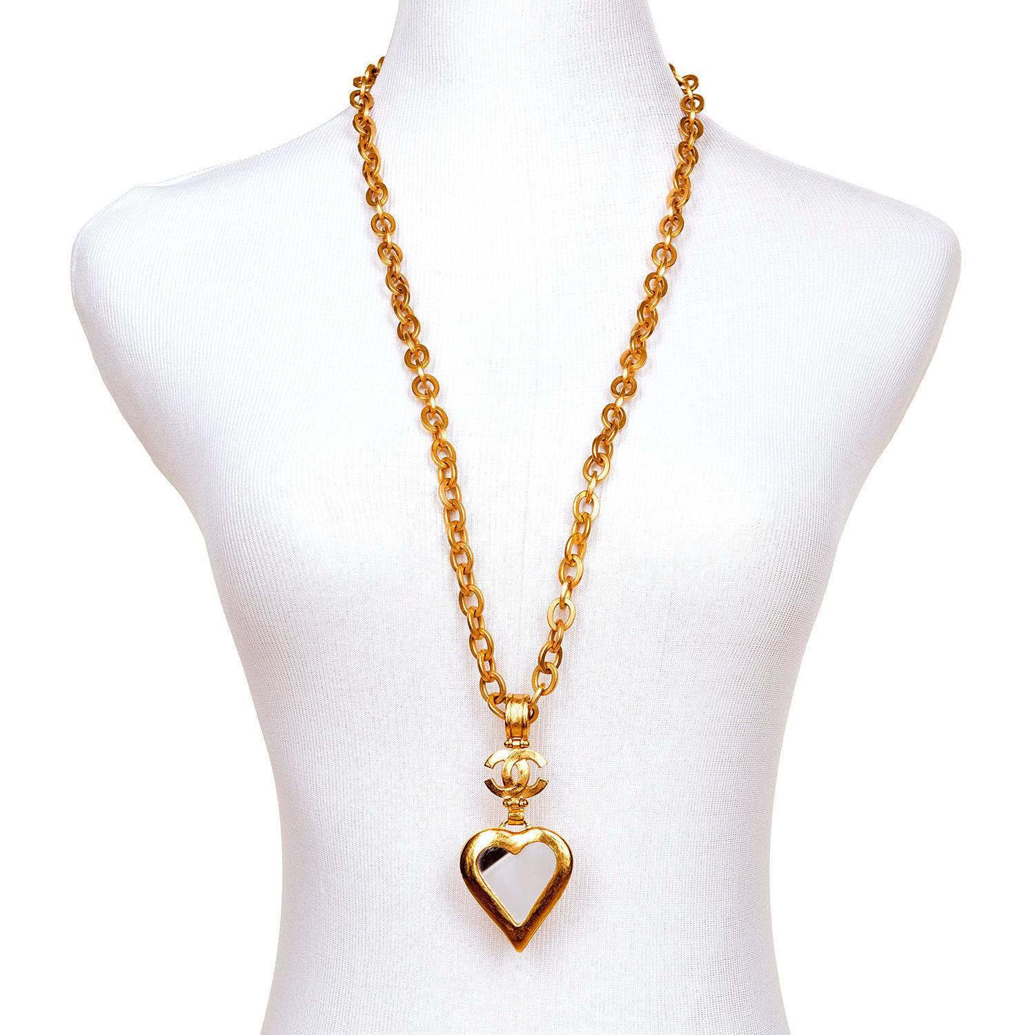  Chanel 'Mirrored Heart' Gold Pendant Necklace In New Condition In By Appointment Only, GB