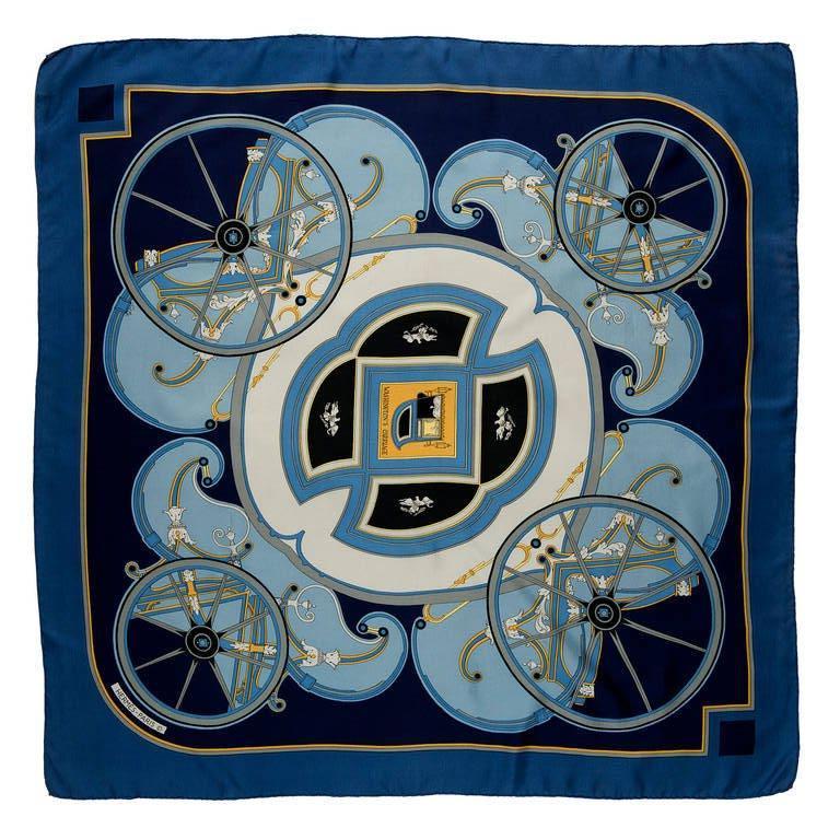  Gorgeous Hermes Silk Scarf, 'George Washington's Carriage' by Caty Latham For Sale