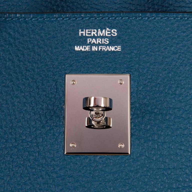 As New Hermes 40cm Cobalt Blue Togo leather Birkin with Palladium Hardware