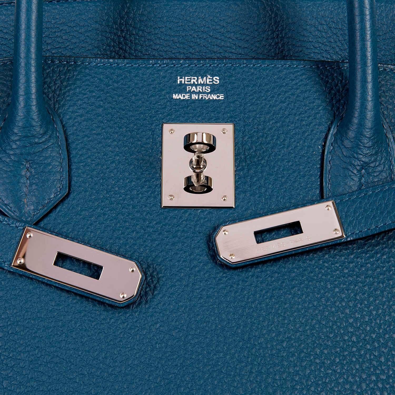 Women's As New Hermes 40cm Cobalt Blue Togo leather Birkin with Palladium Hardware  For Sale