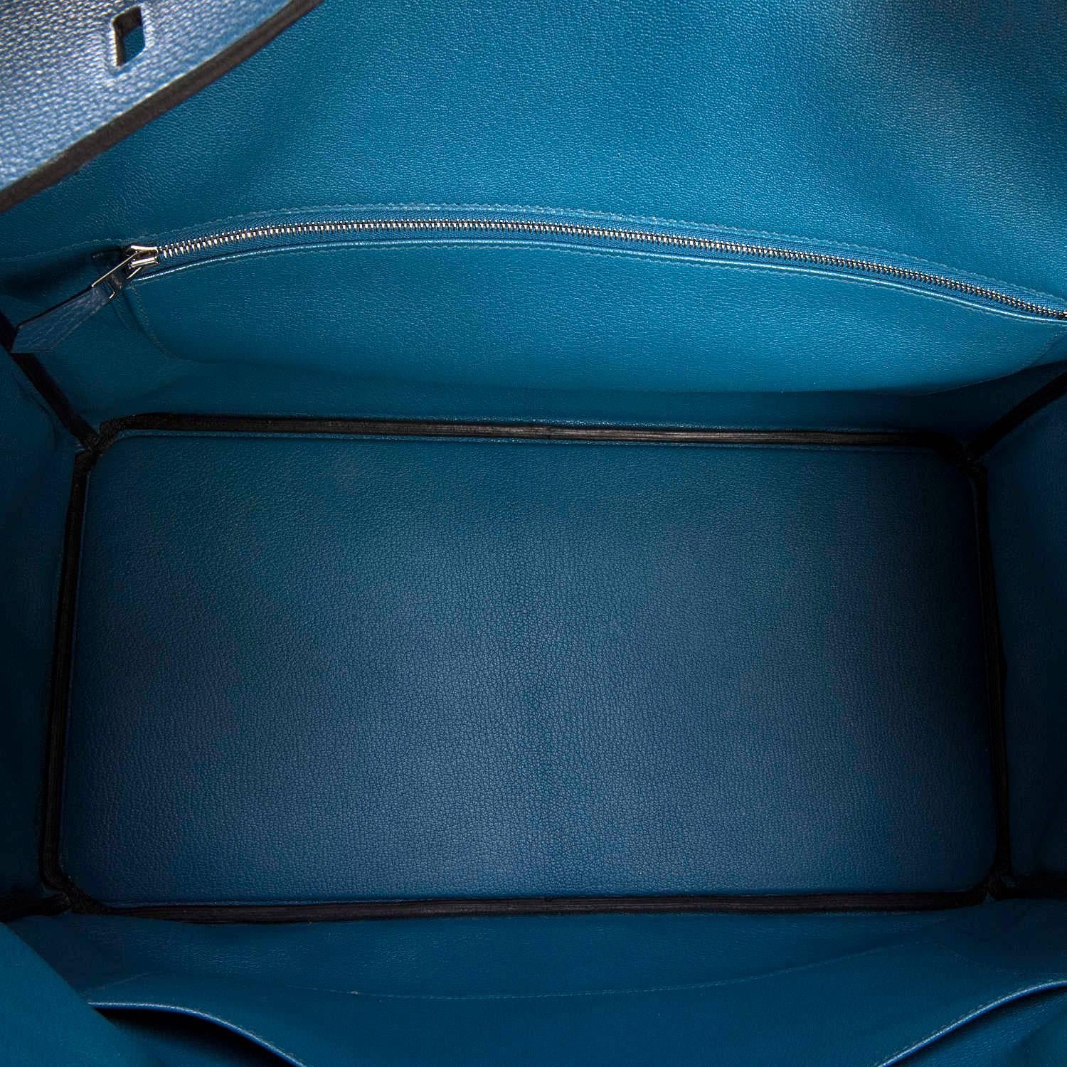 As New Hermes 40cm Cobalt Blue Togo leather Birkin with Palladium Hardware  For Sale 2