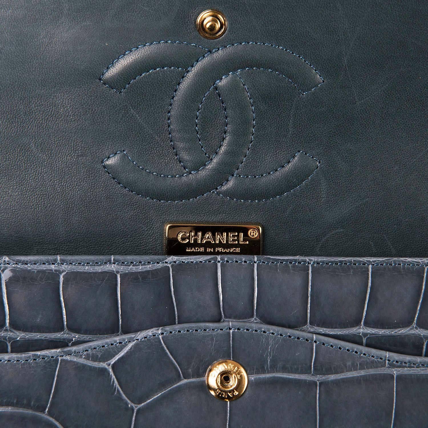 Gray SO SO RARE Pristine Chanel Alligator Medium Double-flap 'Sac Timeless' With GHW