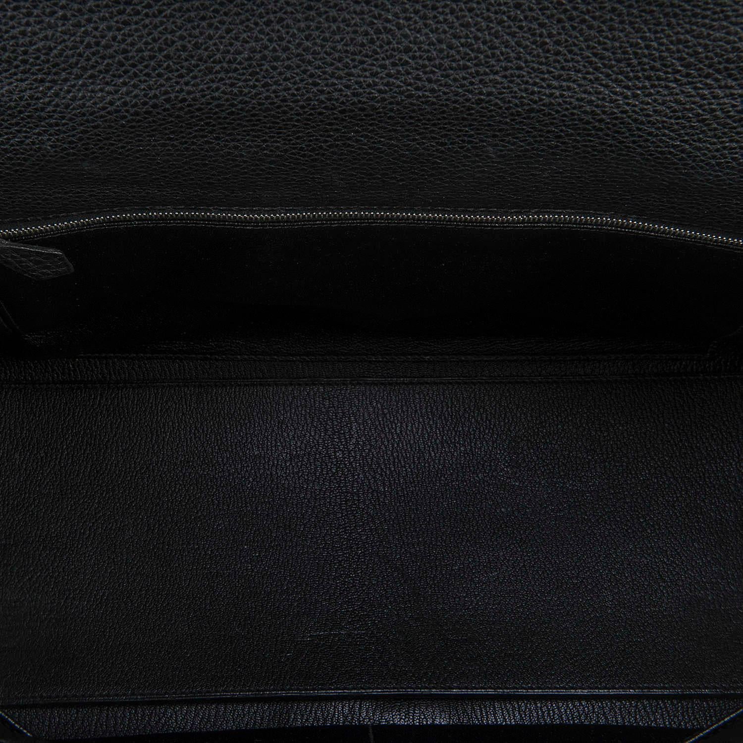 So So Rare Hermes 40cm Black on Black kelly 'Lakis' Bag with Palladium Hardware For Sale 2