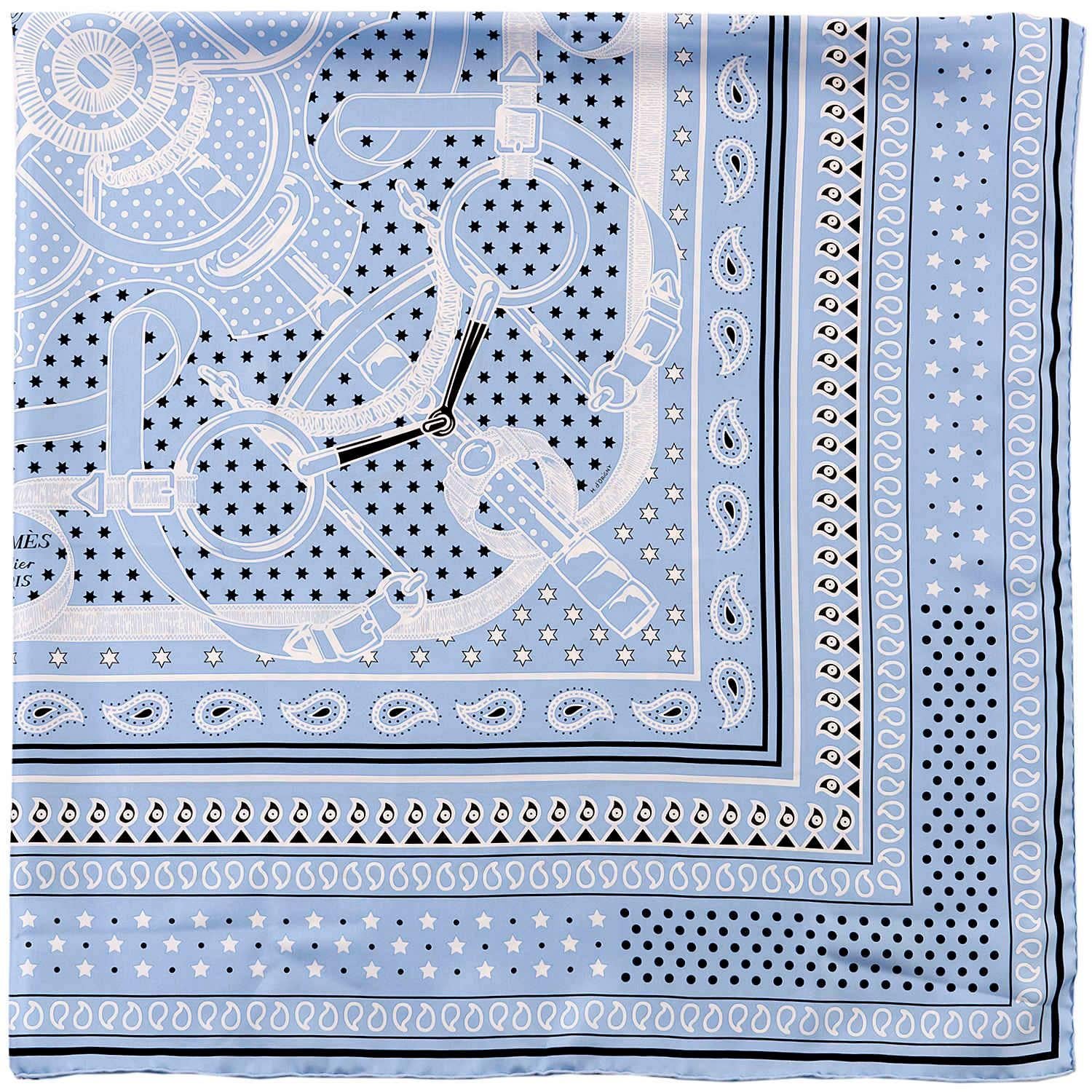 Gray Pristine Hermes 140cm Silk Shawl Scarf 'Eperon d'Or Remix' by Henri d'Origny For Sale