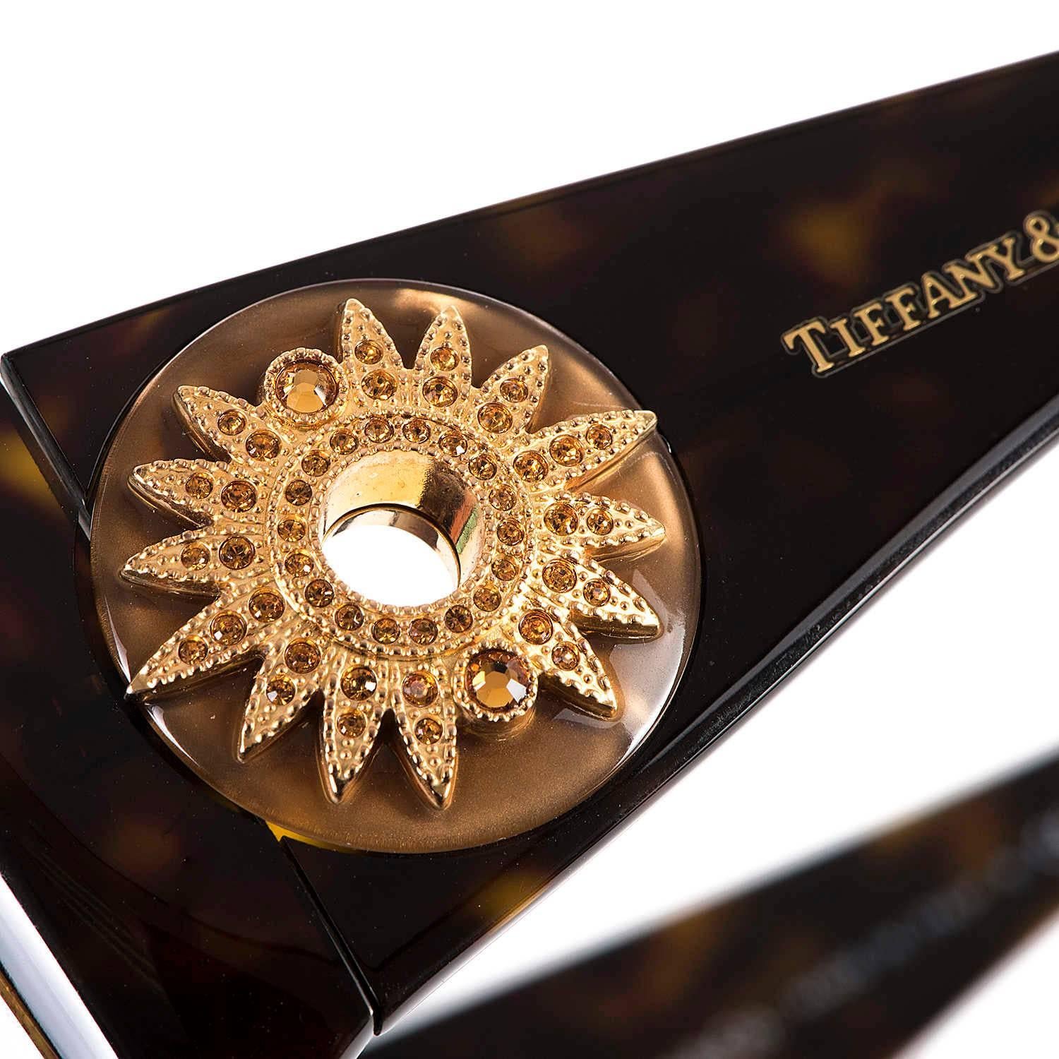 WOW Rare Tiffany 'Sunburst' Tortoiseshell Sunglasses with Swarovski Jewel inlays In New Condition In By Appointment Only, GB
