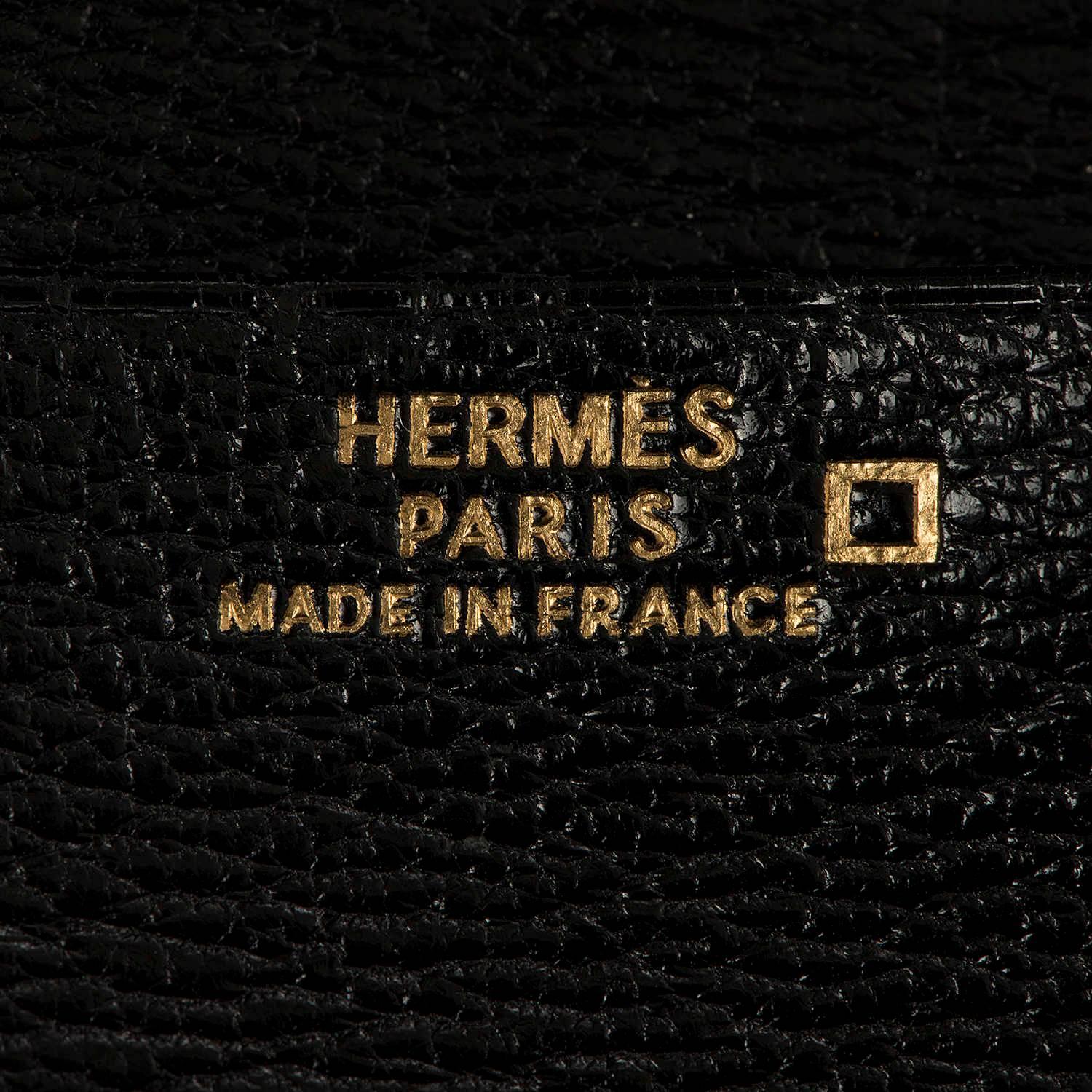 Pristine & Very Rare Hermes Shiny Black Crocodile Alligator 'H' Bearn Wallet For Sale 2